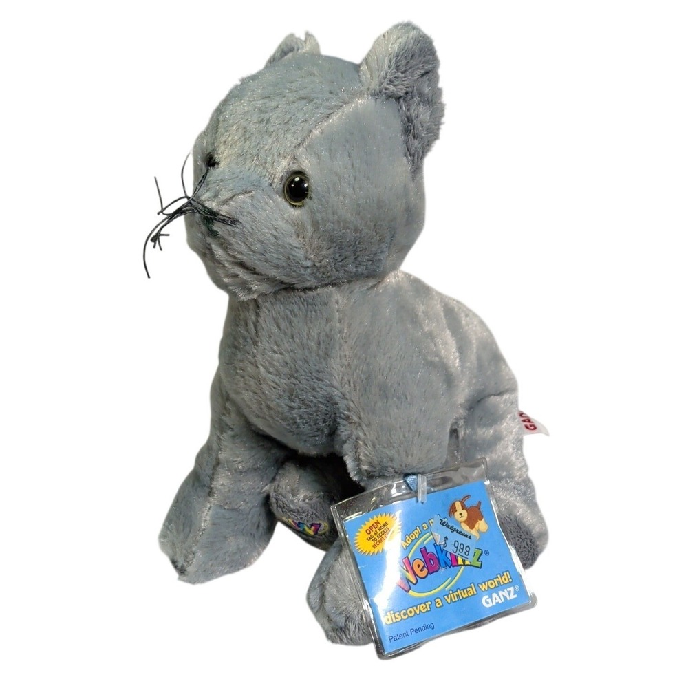 GANZ Webkinz Plush Toy - Charcoal Cat - Sealed Code HM152